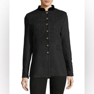 Black Classic Jacket Military Gold Metal Buttons Small Coat Romeo Juliet Couture